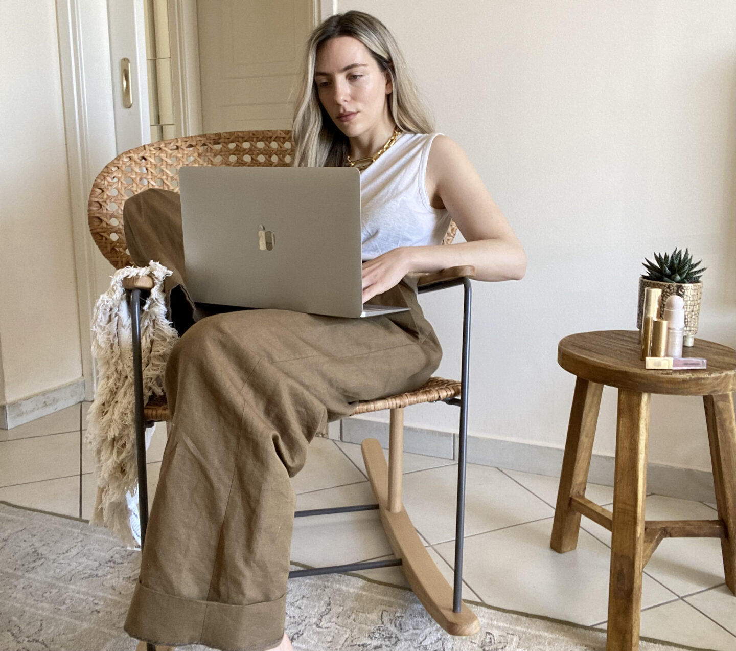 Buying makeup on laptop