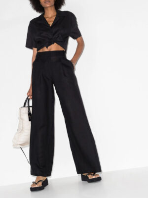 Asceno Rivello Wide Leg Linen Trousers