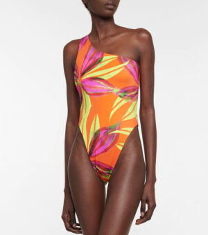 LOUISA BALLOU Plunge printed swimsuit