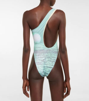 LOUISA BALLOU Plunge printed swimsuit