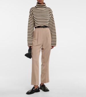 FRANKIE SHOP Athina striped cropped turtleneck sweater