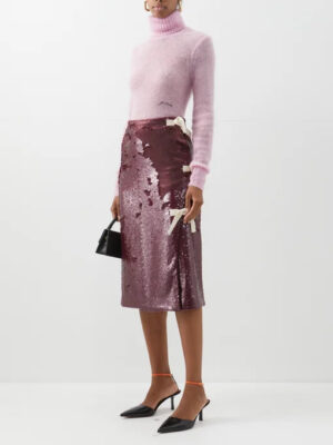 GANNI Logo-embroidered mohair-blend roll-neck sweater