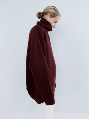 RAEY Responsible wool displaced-sleeve roll-neck jumper