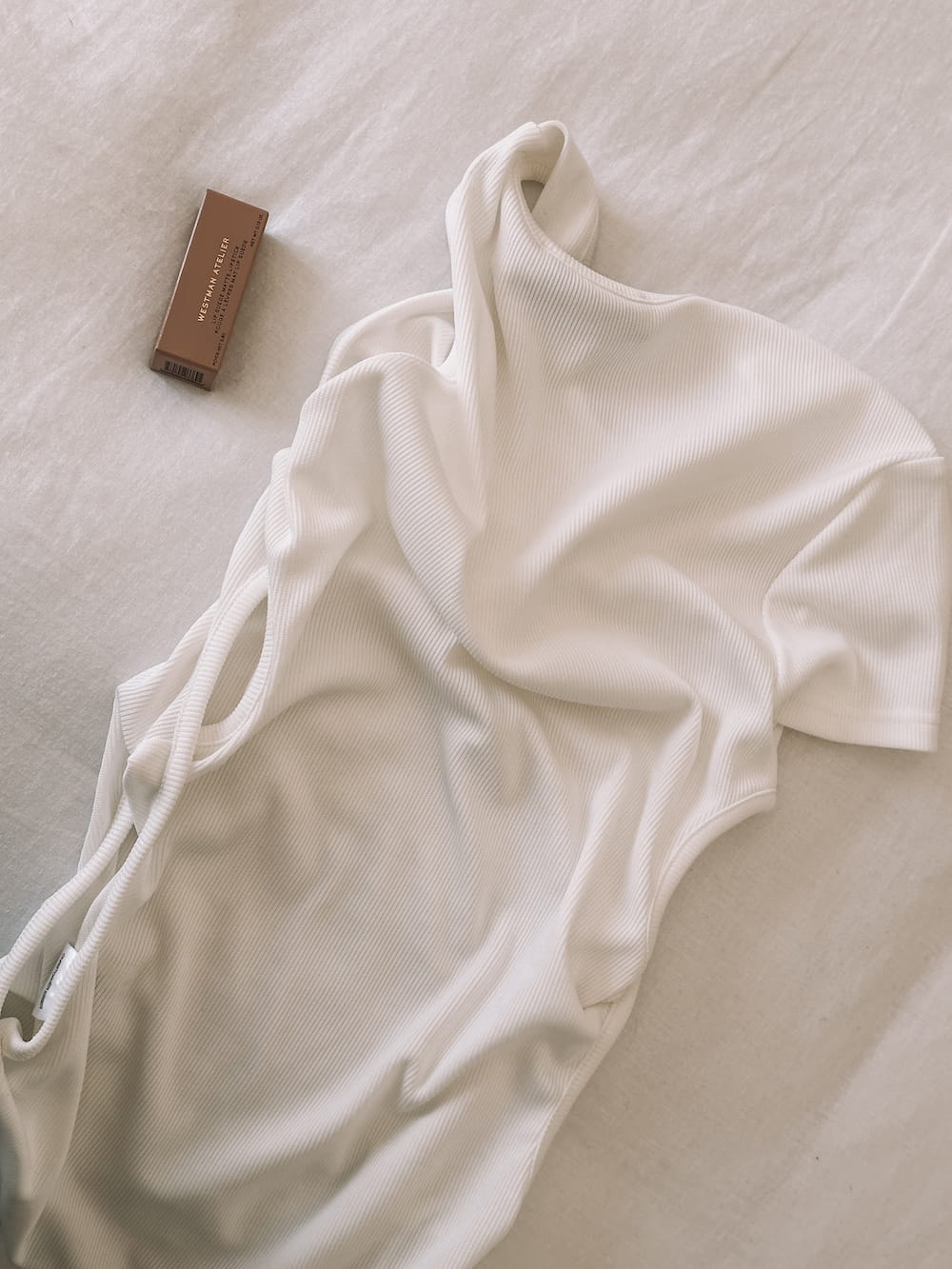 christopher esber tshirt and westman atelier lipstick