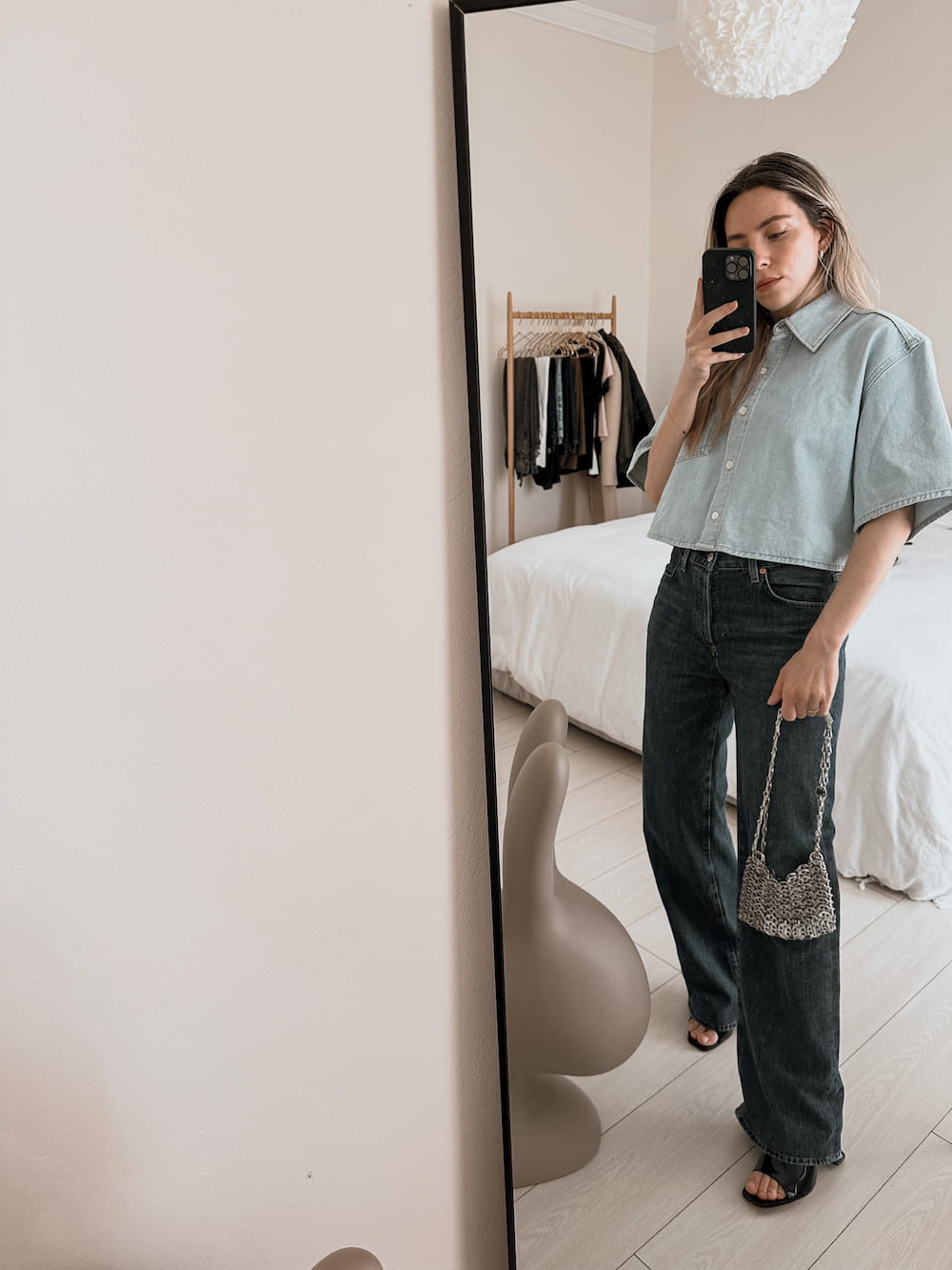 cos cropped denim tshirt outfit